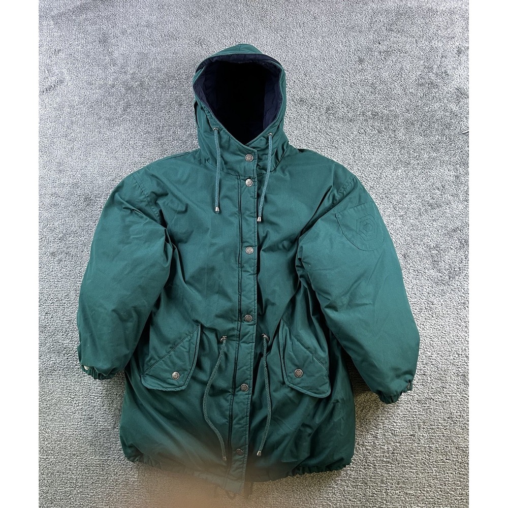 VTG Mulberry Street Down Jacket Womens M Green Oversized Hooded Puffer Parka